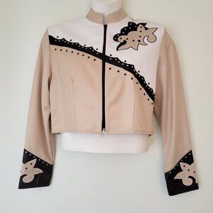 1849 Authentic Ranchwear Tan Black Embellished Crop Jacket‎ L Horse Show